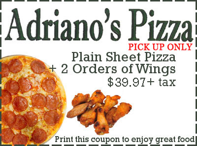Pizza and Wings — Johnson City, NY — Adriano's Pizza